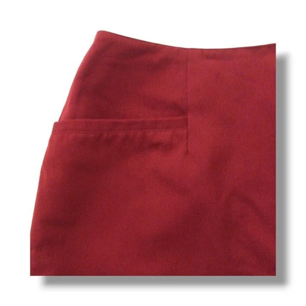 Winterport Wool Pencil Skirt-Size 12-Burgundy-Pockets-Lined-Preppy-Vintage
